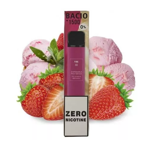 Ашка Bacio 1500 Pink Ice (Басио 1500 Клубничное Мороженое БЕЗ НИКОТИНА)