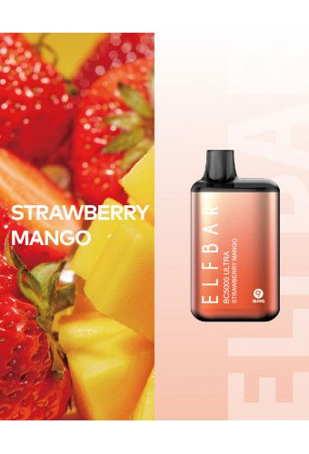 Ашка Elf Bar BC5000 ULTRA - Strawberry Mango - (Эльф Бар Ультра БЦ 5к тяг) Клубничное манго