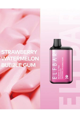 Ашка Elf Bar BC5000 ULTRA - Strawberry Watermelon Bubblegum - (Эльф Бар Ультра БЦ 5к тяг) Клубнично-арбузная жевательная резинка