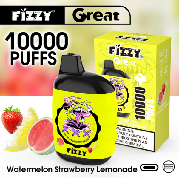 Ашка Fizzy 10000 Затяжек Арбузно-клубничный лимонад