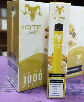 Ашка IQTE Smooth Banana ice (Ледяной банан) 1000 затяжек 20мг Hard (2% Hard)