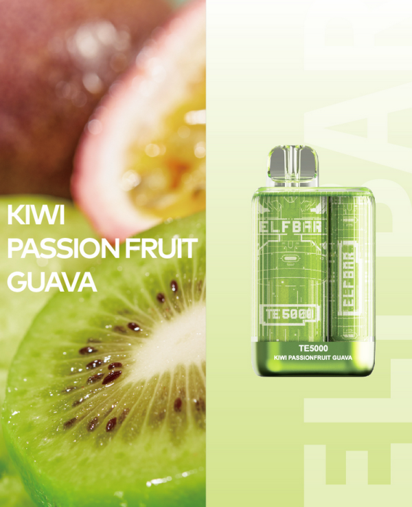 Ашка Elf Bar TE 5000 Disposable Device 550 mAh Kiwi Passionfruit Guava - (Эльф Бар ТЕ 5к тяг) Киви Маракуйя Гуава