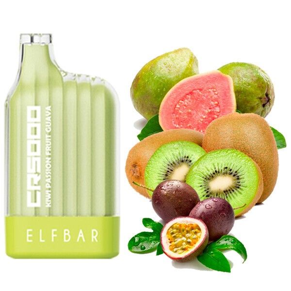 Ашка Elf Bar CR Kiwi Passion Fruit Guava 5000 Затяжек - (Эльф Бар СР 5к тяг) Киви Маракуйя Гуава