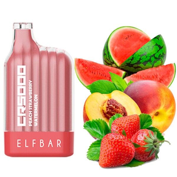 Ашка Elf Bar CR Peach Strawberry Watermelon 5000 Затяжек - (Эльф Бар СР 5к тяг) Клубника Арбуз Персик