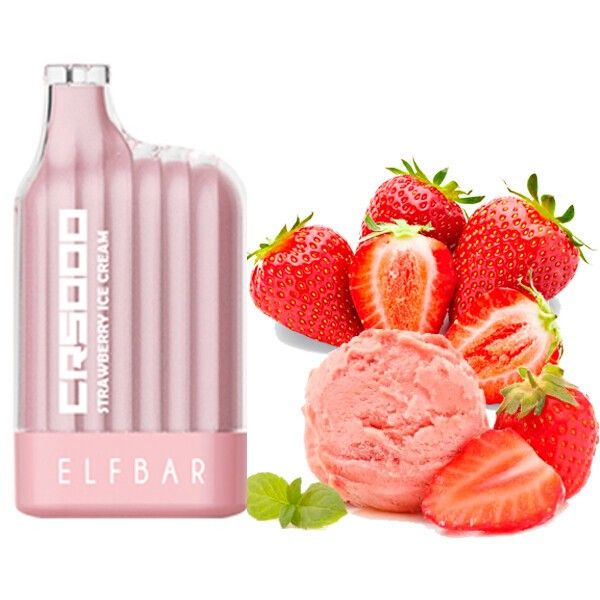 Ашка Elf Bar CR Strawberry Ice Cream 5000 Затяжек - (Эльф Бар СР 5к тяг) Клубника Мороженое