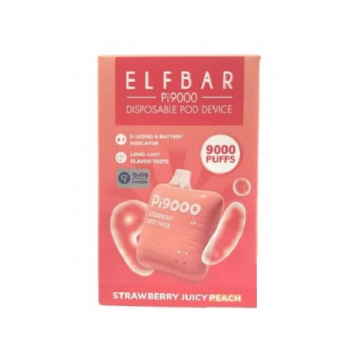 Ашка Elf Bar PI Strawberry Juicy Peach 9000 Затяжек - (Эльф Бар ПИ 9к тяг) Клубника Сочный Персик