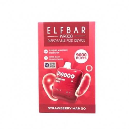 Ашка Elf Bar PI Strawberry Mango 9000 Затяжек - (Эльф Бар ПИ 9к тяг) Клубника Манго