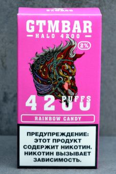 Ашка Одноразовое электронное устройство GTM Bar CBOX Halo - RAINBOW CANDY(Фруктовые леденцы) (4200 затяжек) (20 мг)