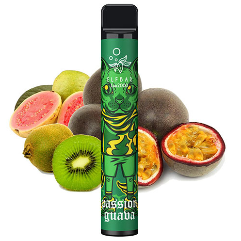 Ашка Elf Bar 2000 Lux Disposable Device 1200mAh Kiwi Passionfruit Guava 5% - (Эльф Бар 2к тяг) Киви Маракуйя Гуава