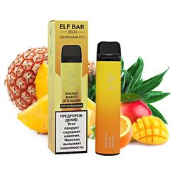 Ашка Elf Bar 3600 Disposable Device 650mAh (Перезаряжаемые) Pineapple Mango Orange 5% - (Эльф Бар 3.6 тяг) Ананас Манго Апельсин
